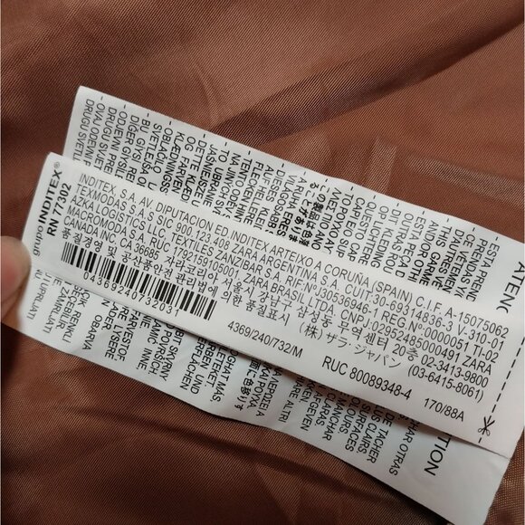 ZARA Brown Faux Leather Belted Long Trench Coat Sz M - Picture 11 of 14